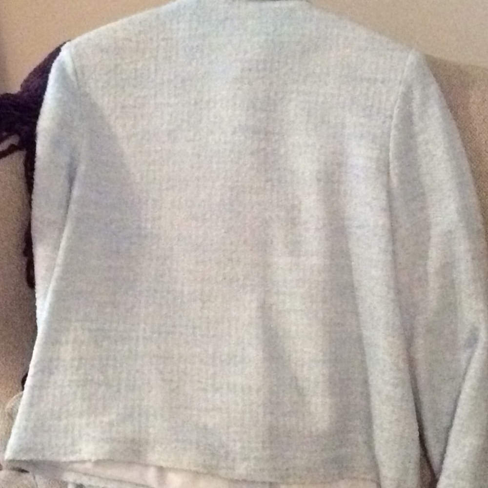 Blue white jacket Blazer size 14 sag harbor Blazer Coat Crop Boucle - Picture 5 of 5